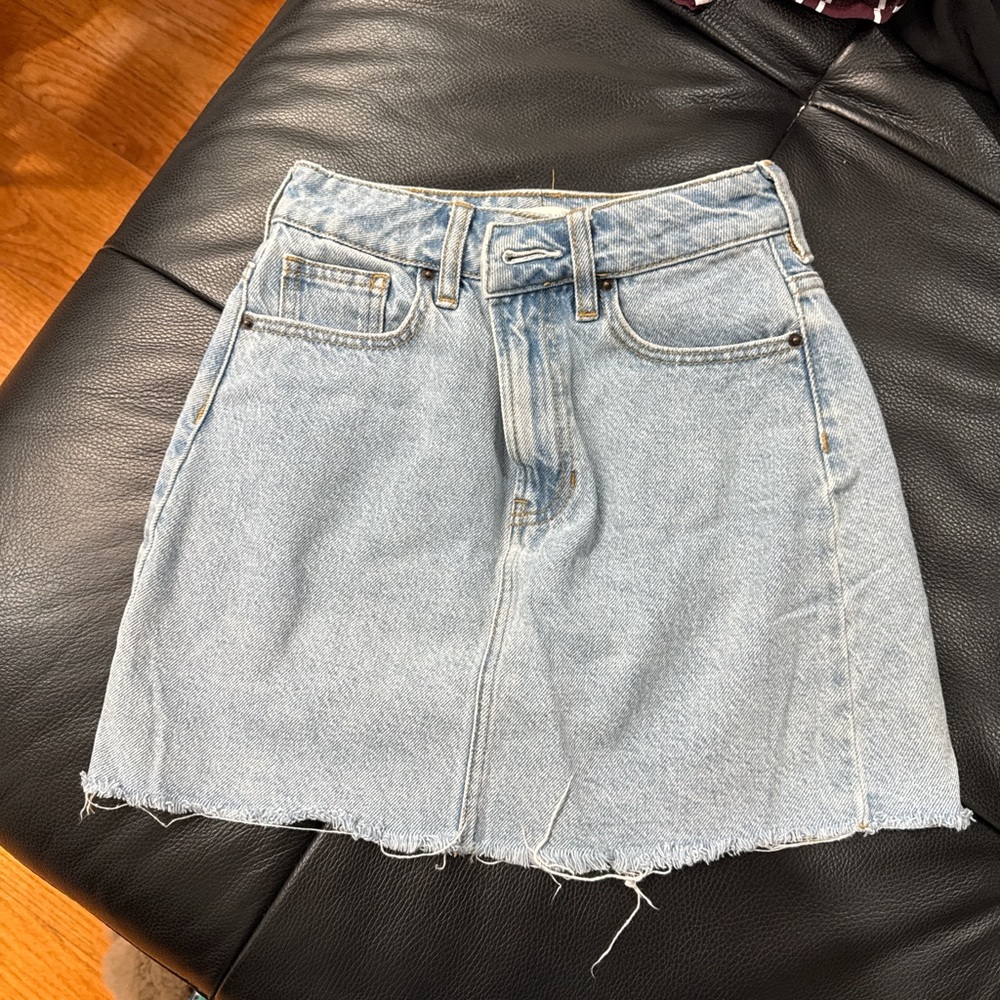 PacSun Light Blue Frayed Hem Mini Skirt